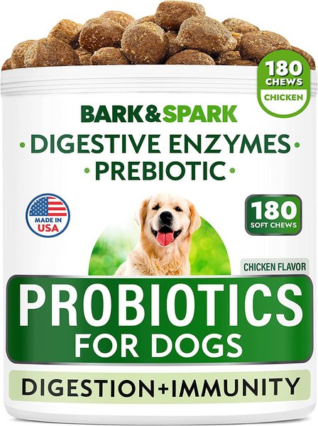 Bark&Spark Dog Probiotics for Dogs with Digestive Enzymes Prebiotics Fiber Chews, 180 count slide 1 of 7