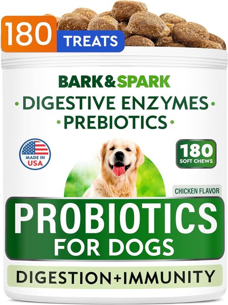 BARK SPARK Dog Probiotics for Dogs with Digestive Enzymes Prebiotics Fiber Chews 180 count Chewy