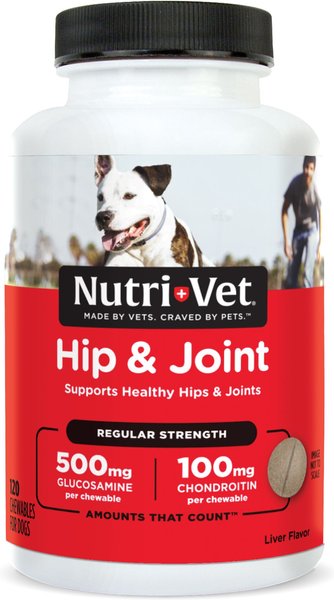 Nutri-Vet Regular Strength Chewable Tablets Joint Supplement for Dogs, 120 count slide 1 of 8