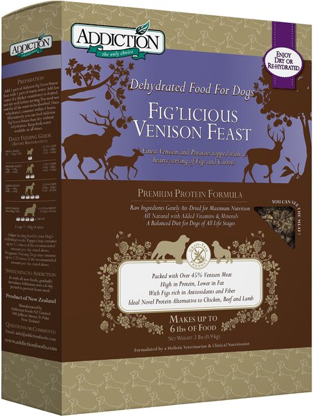 ADDICTION Grain Free Fig Licious Venison Feast Raw Dehydrated Dog