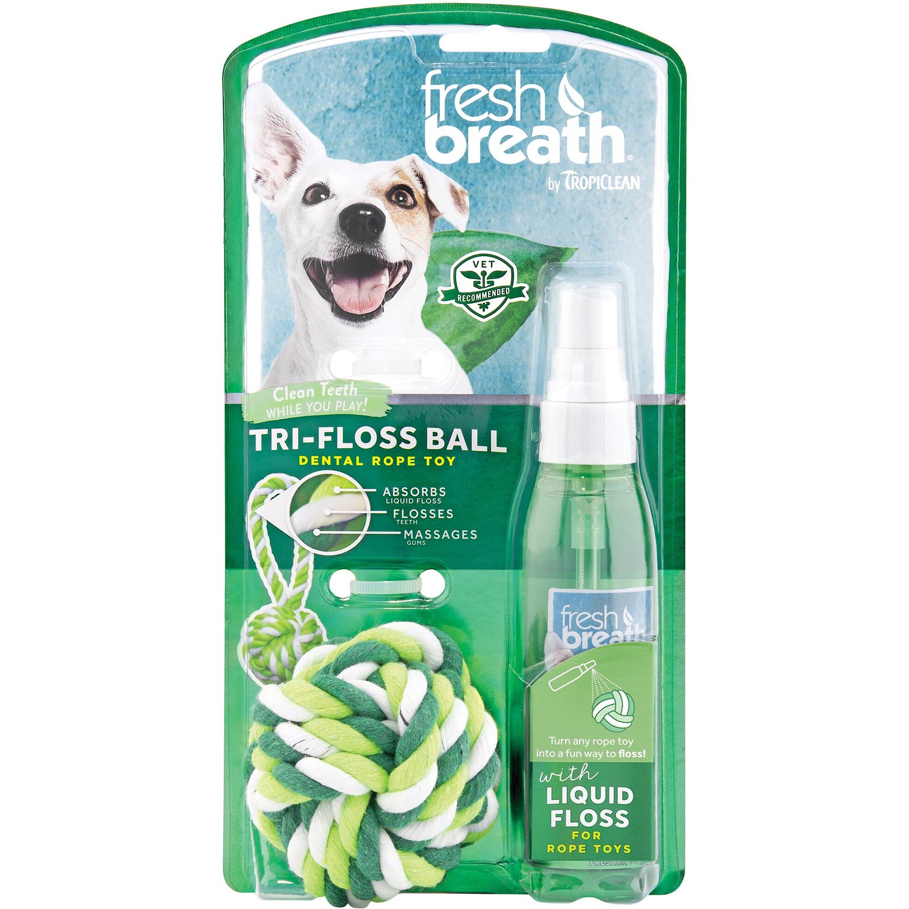 TROPICLEAN Fresh Breath Liquid Floss & Triflossball, Small - Chewy.com