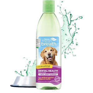 TropiClean Fresh Breath Dental Health Solution + Hip & Joint Support Dog Dental Water Additive, 16-oz bottle