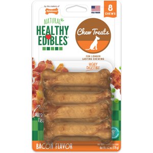 Nylabone Healthy Edibles All-Natural Long Lasting Bacon Flavor Chews Dog Treats, 8 count, X-Small/Petite