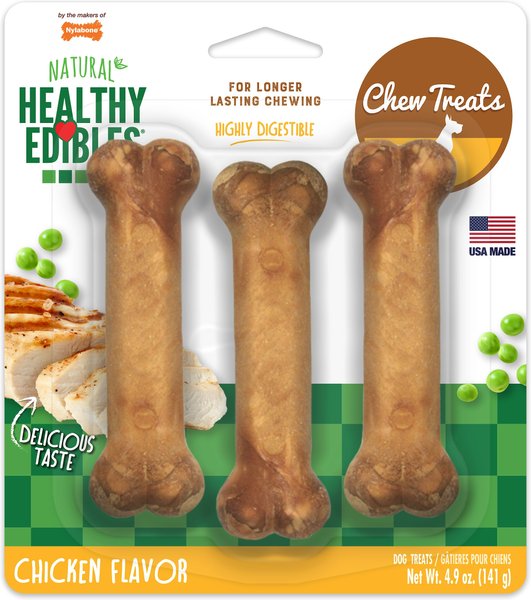 Nylabone Healthy Edibles All-Natural Long Lasting Chicken Flavor Dog Chew Treats, Small, 3 count slide 1 of 11