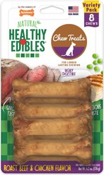 Nylabone Healthy Edibles Longer Lasting X-Small Roast Beef & Chicken Flavor Dog Bone Treats, 8 count