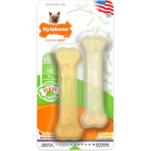 Nylabone FlexiChew Twin Pack Chicken & Original Flavored Dog Chew Toy, Twin Pack, Chicken, X-Small