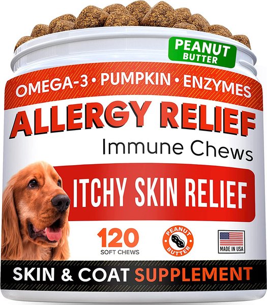 StrellaLab Allergy Relief Peanut Butter & Pumpkin Flavored Chew Supplement for Dogs, 120 count slide 1 of 8