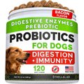 StrellaLab Dog Probiotics Enzymes Prebiotics Fiber Digestive Supplement Bacon Flavor, 120 count