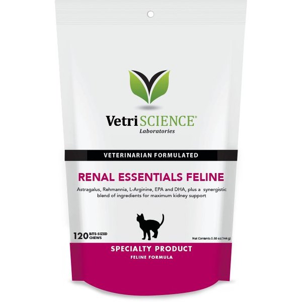 VETRISCIENCE Renal Essentials Feline Soft Chews Kidney & Urinary Supplement for Cats, 120 count