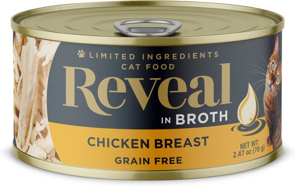 Reveal Natural Grain-Free Chicken Breast in Broth Flavored Wet Cat Food, 2.47-oz can, case of 24 slide 1 of 6