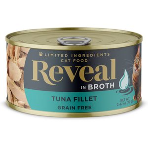Reveal Natural Grain-Free Tuna Fillet in Broth Flavored Wet Cat Food, 2.47-oz can, case of 24