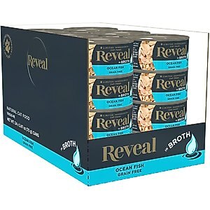 Reveal Natural Grain-Free Ocean Fish in Broth Flavored Wet Cat Food, 2.47-oz can, case of 24