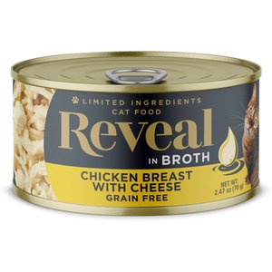 Reveal Natural Grain-Free Chicken Breast & Cheese in Broth Flavored Wet Cat Food, 2.47-oz can, case of 24
