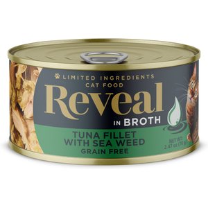 Reveal Natural Grain-Free Tuna with Seaweed in Broth Flavored Wet Cat Food, 2.47-oz can, case of 24