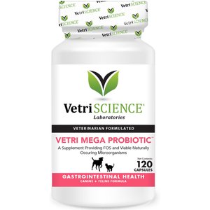 VetriScience Vetri Mega Probiotic Capsules Digestive Supplement for Cats & Dogs, 120 count