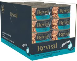 Reveal Natural Grain-Free Tuna with Sea Bream in Broth Flavored Wet Cat Food, 2.47-oz can, case of 24