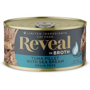 Reveal Natural Grain-Free Tuna with Sea Bream in Broth Flavored Wet Cat Food, 2.47-oz can, case of 24