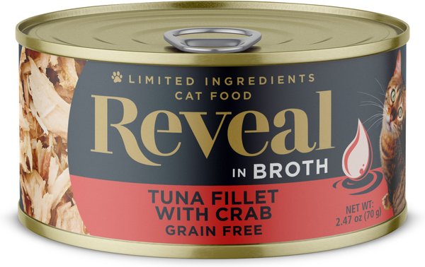 Reveal Natural Grain-Free Tuna with Crab in Broth Flavored Wet Cat Food, 2.47-oz can, case of 24 slide 1 of 8