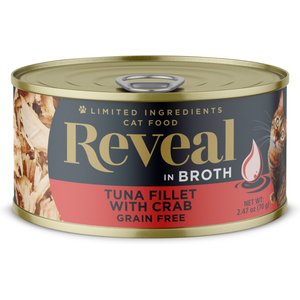 Reveal Natural Grain-Free Tuna with Crab in Broth Flavored Wet Cat Food, 2.47-oz can, case of 24