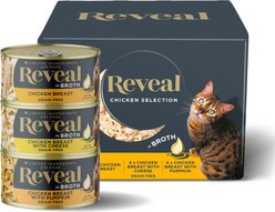 Reveal Natural Grain-Free Variety of Chicken in Broth Flavored Wet Cat Food, 2.47-oz can, case of 12