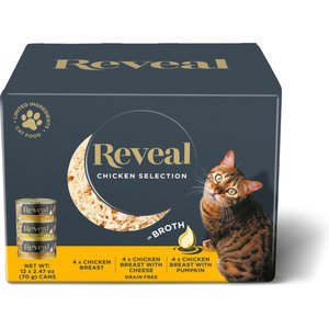 Reveal Natural Grain-Free Variety of Chicken in Broth Flavored Wet Cat Food, 2.47-oz can, case of 12