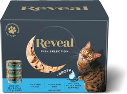 Reveal Natural Grain-Free Variety of Fish in Broth Flavored Wet Cat Food, 2.47-oz can, case of 12