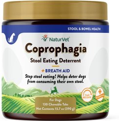 NaturVet Coprophagia Plus Breath Aid Tablets Coprophagia Supplement for Dogs, 130 count