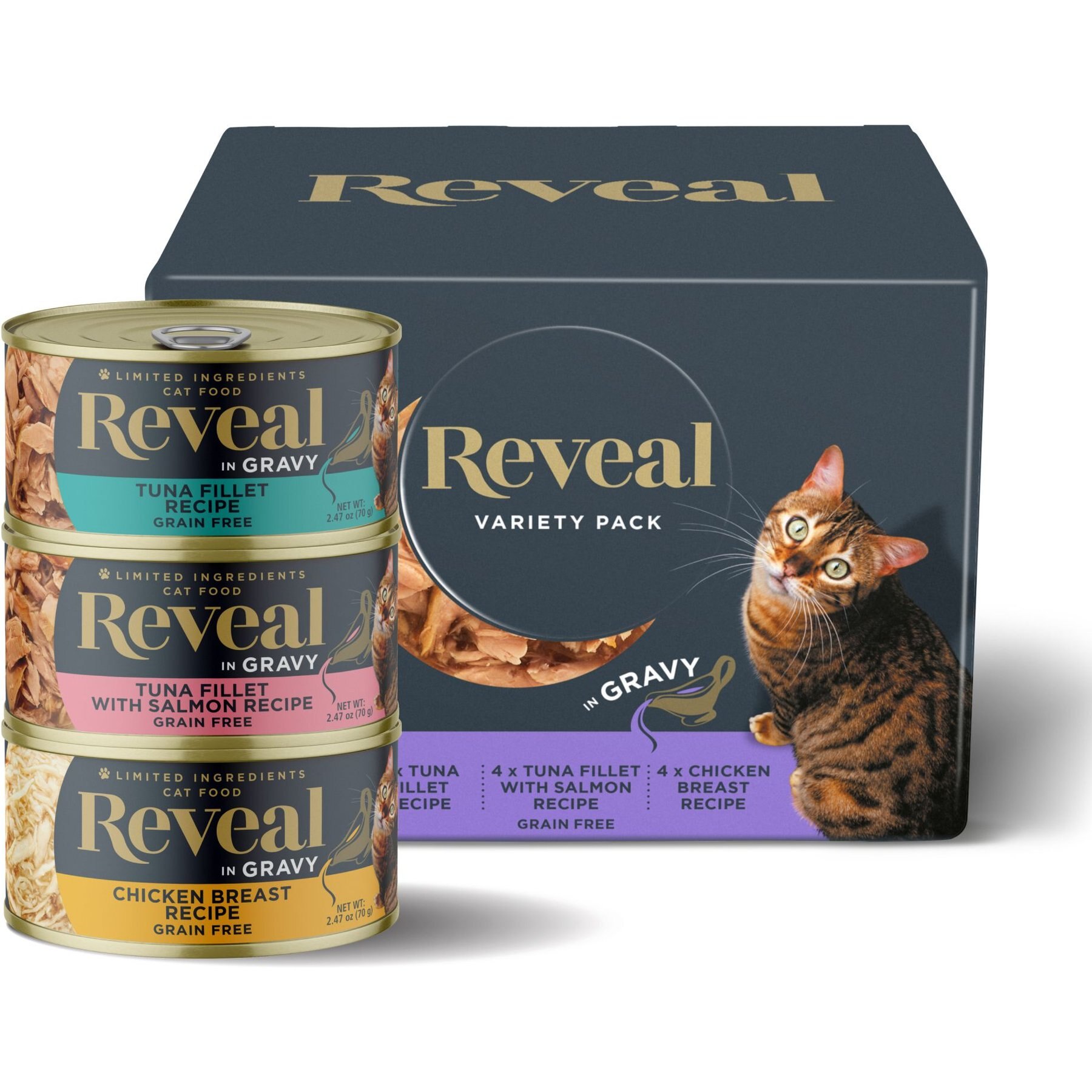 Reveal Natural Grain-Free Variety of Fish & Chicken in Gravy Flavored Wet Cat Food