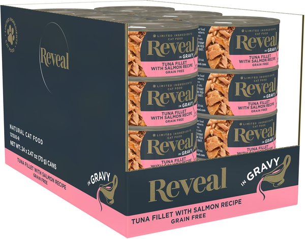 Reveal Natural Grain-Free Tuna with Salmon in Gravy Flavored Wet Cat Food, 2.47-oz can, case of 24 slide 1 of 8