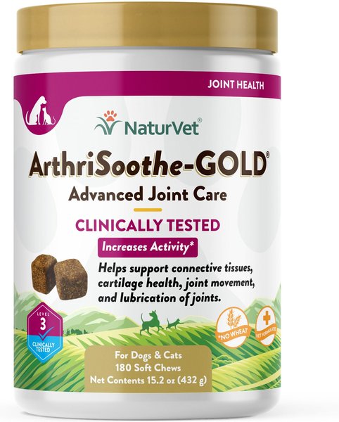 NaturVet Advanced Care ArthriSoothe-GOLD Soft Chews Joint Supplement for Cats & Dogs, 180 count slide 1 of 8
