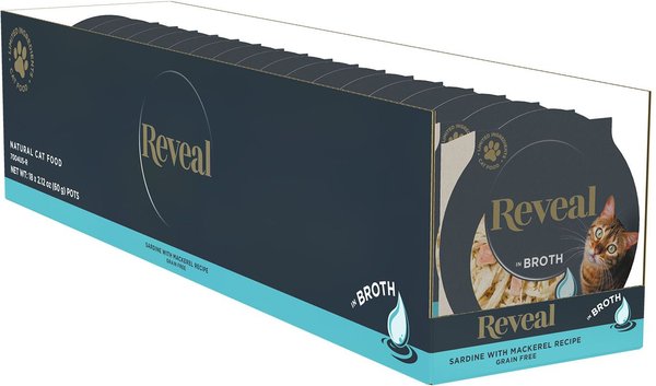 Reveal Natural Grain-Free Sardine with Mackerel in Broth Flavored Wet Cat Food, 2.12-oz pot, case of 18 slide 1 of 8