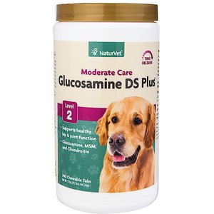 NaturVet Moderate Care Glucosamine DS Plus Chewable Tablets Joint Supplement for Dogs, 240 count