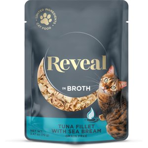 Reveal Natural Grain-Free Tuna with Sea Bream in Broth Flavored Wet Cat Food, 2.47-oz pouch, case of 12