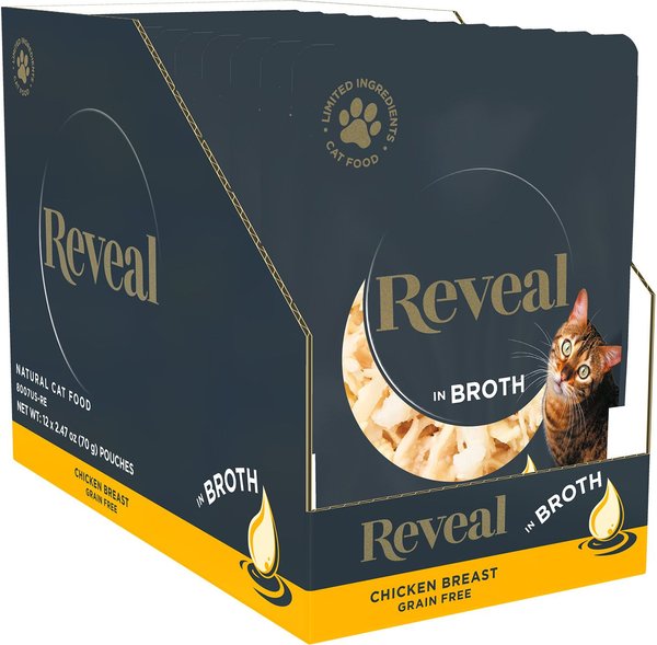 Reveal Natural Grain-Free Chicken Breast in Broth Flavored Wet Cat Food, 2.47-oz pouch, case of 12 slide 1 of 8