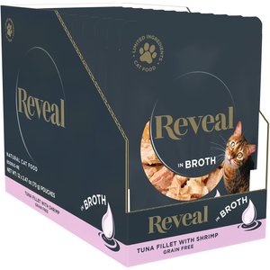 Reveal Natural Grain-Free Tuna with Shrimp in Broth Flavored Wet Cat Food, 2.47-oz pouch, case of 12