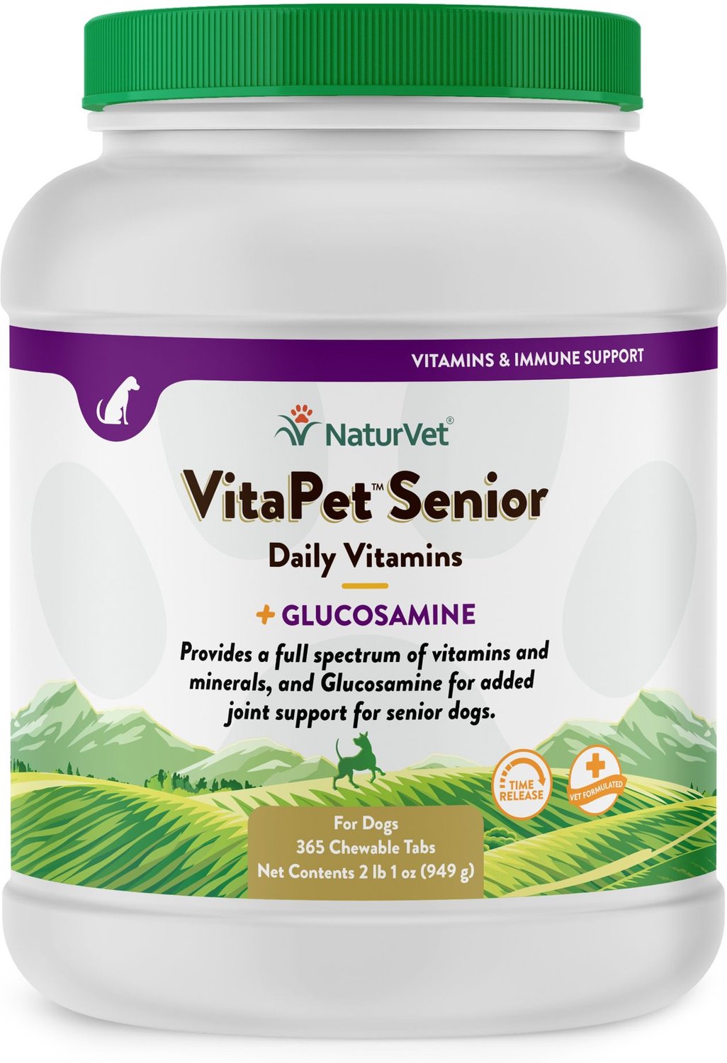 NATURVET VitaPet Senior Daily Vitamins Plus Glucosamine Dog Supplement, 365 count