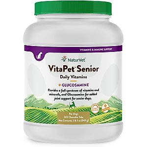 NaturVet VitaPet Senior Daily Vitamins Plus Glucosamine Dog Supplement, 365 count