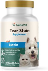 NaturVet Tear Stain Plus Lutein Chewable Tablets Vision Supplement for Cats & Dogs, 60 count