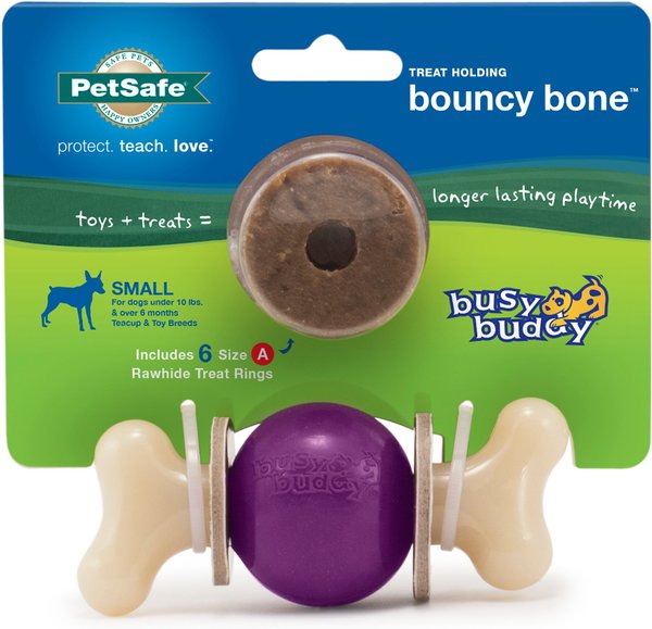 PetSafe Busy Buddy Bouncy Bone Treat Dispenser Tough Dog Chew Toy, Small slide 1 of 9