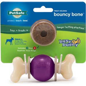 PetSafe Busy Buddy Bouncy Bone Treat Dispenser Tough Dog Chew Toy, Small