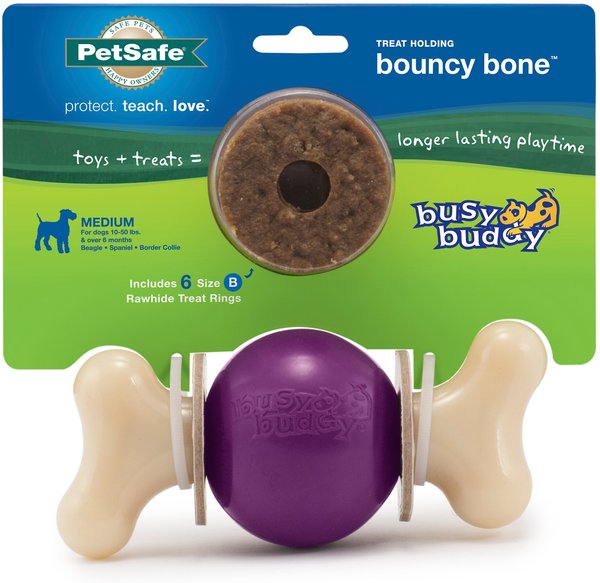 PetSafe Busy Buddy Bouncy Bone Treat Dispenser Tough Dog Chew Toy, Medium slide 1 of 9