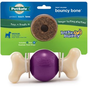 Busy Buddy Bouncy Bone Treat Dispenser Tough Dog Chew Toy