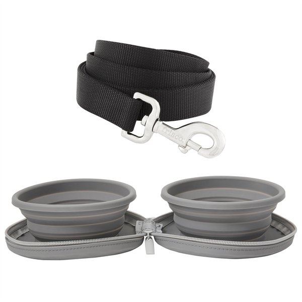 Frisco Solid Nylon Dog Leash, Black, Large: 6-ft long, 1-in wide + Travel Collapsible Dog & Cat Bowl, Medium, 1.75 Cups slide 1 of 9