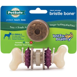 PetSafe Busy Buddy Bristle Bone Treat Dispenser Tough Dog Chew Toy, X-Small