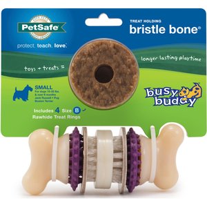 Busy Buddy Bristle Bone Treat Dispenser Tough Dog Chew Toy, Small