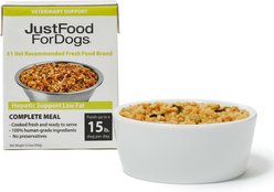 JustFoodForDogs Veterinary Diet PantryFresh Hepatic Support Low Fat Shelf-Stable Fresh Dog Food, 12.5-oz pouch, case of 12
