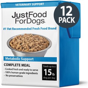 JustFoodForDogs Veterinary Diet PantryFresh Metabolic Support Shelf-Stable Fresh Dog Food, 12.5-oz pouch, case of 12
