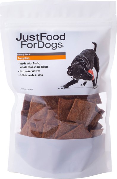 JustFoodForDogs Pumpkin Dehydrated Dog Treats, 5-oz bag slide 1 of 1