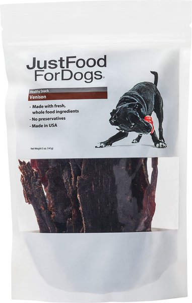 JustFoodForDogs Venison Dehydrated Dog Treats, 5-oz bag slide 1 of 1