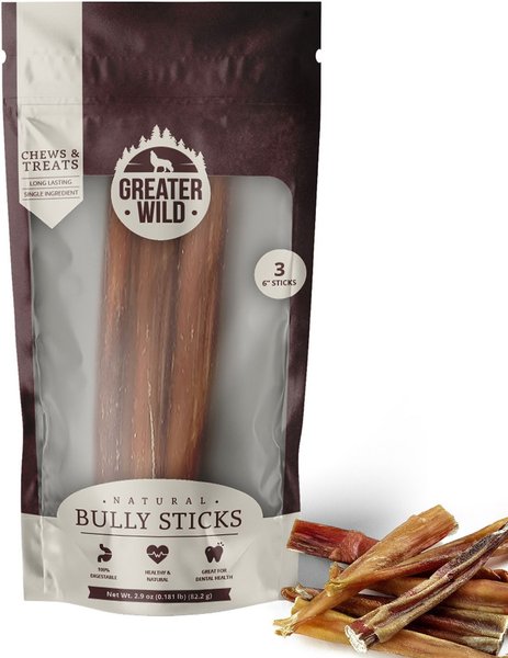Greater Wild 6-in Whole Bully Sticks Dog Treats, 3 count slide 1 of 9